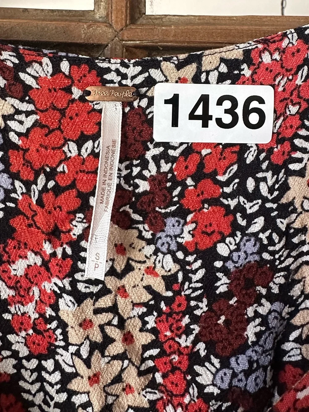 Free People Floral Cutout Mini Dress XS Boho Prairie Tie Sleeve Pockets